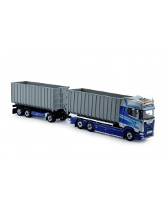 73094 - Scania S730 Highline rigid truck hookarm container + trailer Klein Kromhof /1:50 TEKNO