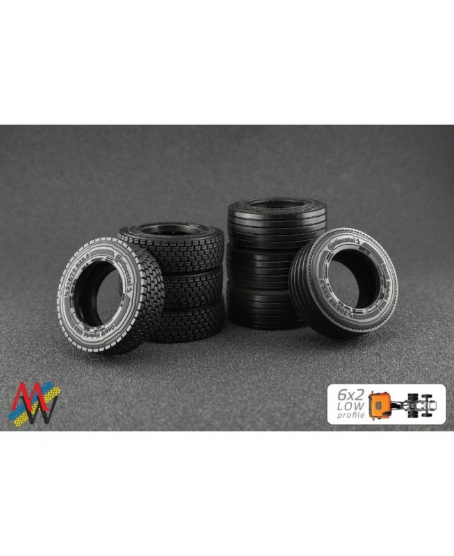 MW62LP - Tyre set 6x2 low profile /1:50 Mwheels