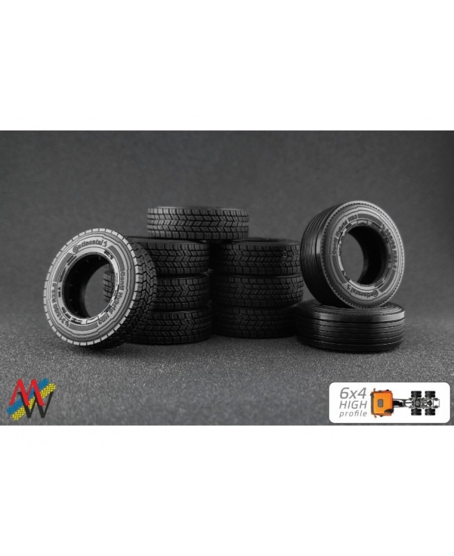 MW64HP - Tyre set 6x4 high profile /1:50 Mwheels