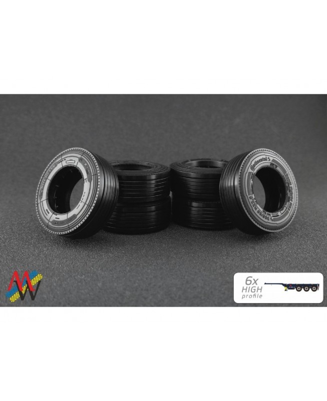 MW6xHP - trailer Tyre set 6x high profile /1:50 Mwheels