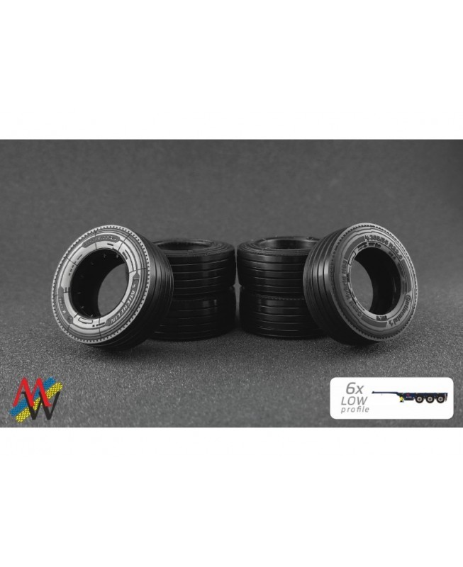 MW6xLP - trailer Tyre set 6x low profile /1:50 Mwheels