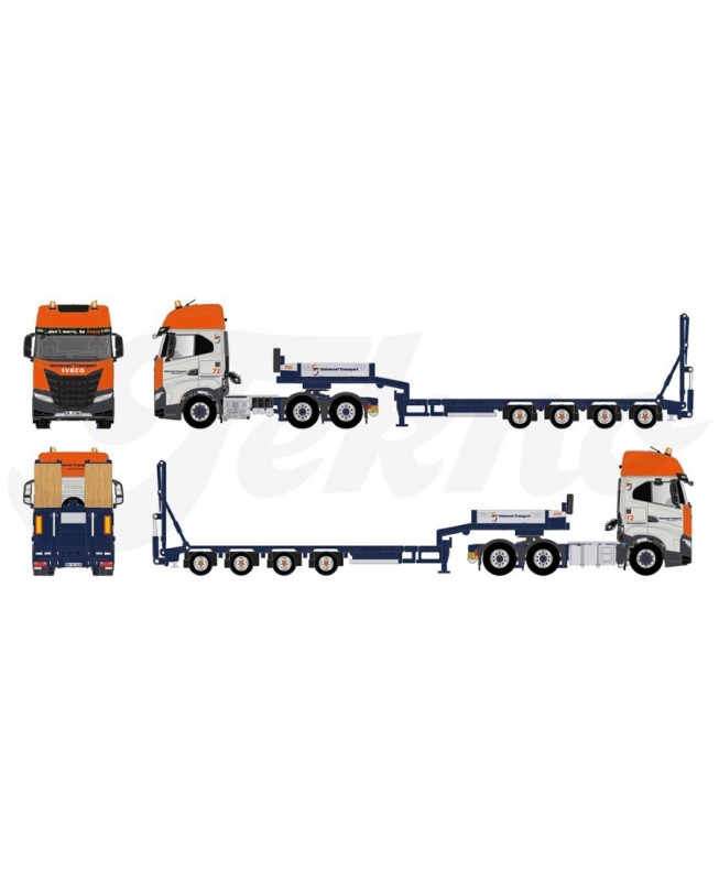 81237 - Iveco S-Way 6x4 Universal Transport low-loader 4axle w/ramps /1:50 TEKNO