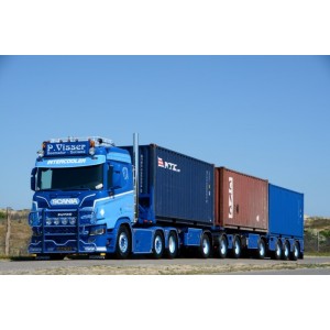 82171 - Scania SR650 combi road-train P. Visser + 3 container 20ft Marsk /1:50 TEKNO