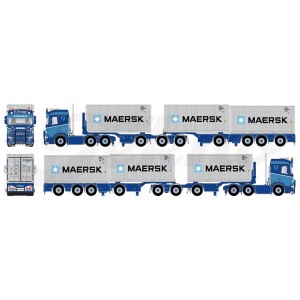 82171 - Scania SR650 combi road-train P. Visser + 3 container 20ft Marsk /1:50 TEKNO
