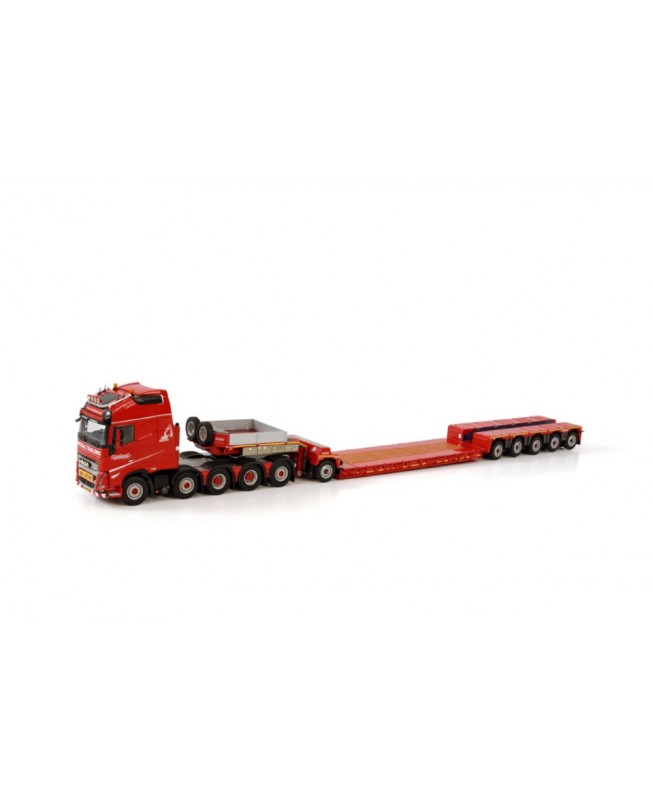 [592.71.85] Volvo FH5 Globetrotter XL 10x4 Nooteboom lowloader 5axle Dolly 1axle Red Line /1:50 WSImodels