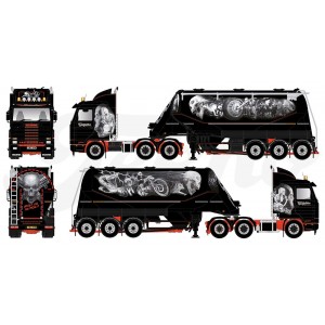 80996 - Scania serie3 6x2 felbinder silo-trailer John Templeton /1:50 TEKNO