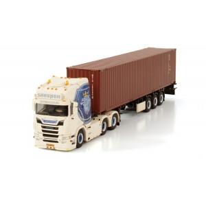 WSI01-3792 - Scania R Highline 6x2 container 35ft trailer 3axle Sneepels Transport /1:50 WSImodels