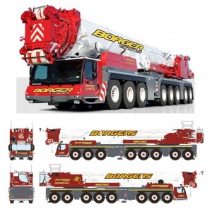 WSI51-2128 Liebherr LTM1650-8.1 autogru telescopica Borger Cranes / 1:50 WSImodels