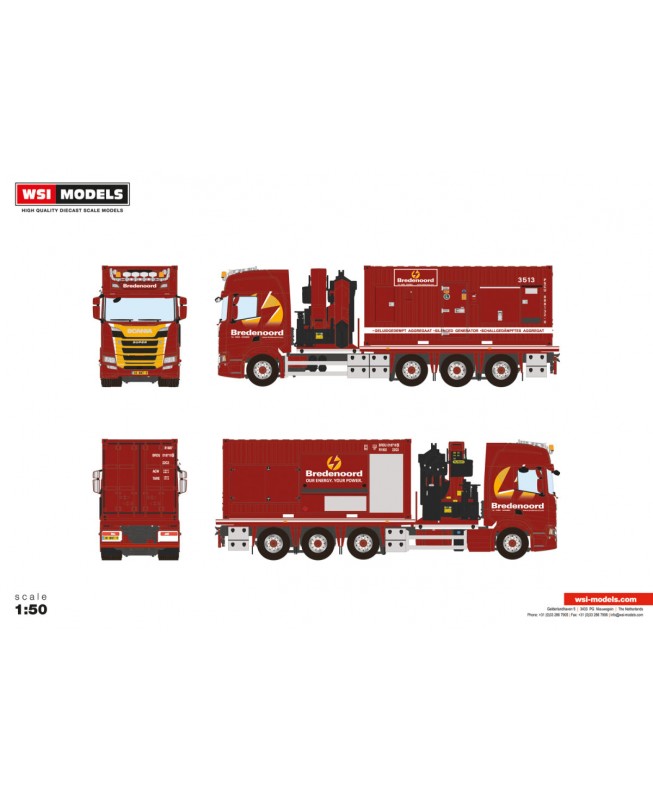 WSI01-3781 - Scania CR20H 8x2 truck Palfinger PK65002-SH + 20ft container Bredenoord/1:50 WSImodels
