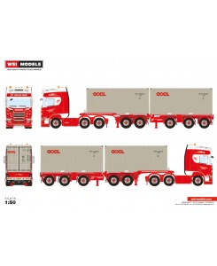 WSI01-4083 - Scania CR20H 2connect-combi 2+3axle 2x20ft container Gebr.van der Windt /1:50 WSImodels