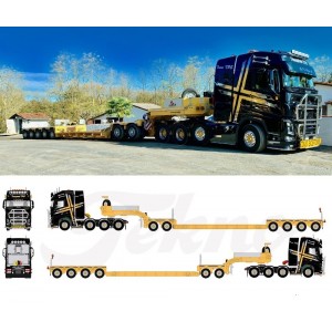 82626 - Volvo FH4 Globetrotter XL 8x4 flat-bed trailer 2+4axle Sarhy /1:50 TEKNO