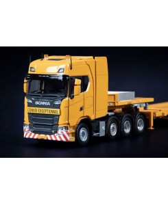 33-0204 - Scania S Highline 8x4 Nooteboom MCOS 7axle low-loader - Yellow line /1:50 IMCmodels