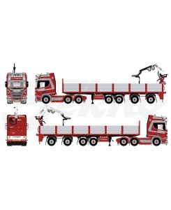 84356 - Scania NGR580 Highline 6x2 brick trailer Hoogendoorn A.E. /1:50 TEKNO