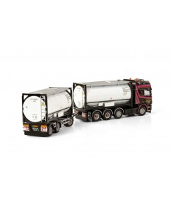 WSI01-3954 - Scania R4 Topline 4x2 container combi 2x 20ft tank container Joke Vlot Transport /1:50 WSImodels