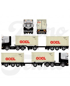 86656 - Scania serie4 Topline 6x2 2x20ft container trailer Michel Kramer /1:50 TEKNO