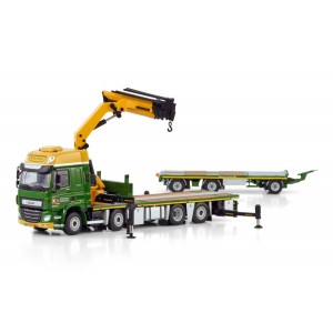 WSI01-4202 - DAF CF SC my17 8x2 combi Palfinger PK65002SH + jib flat trailer 3axle Boerman /1:50 WSImodels