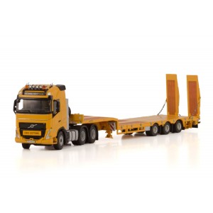 WSI04-2207 - Volvo FH5 Globetrotter 6x2 semi-lowloader 3axle w/ramps - Yellow - Premium line /1:50 WSImodels