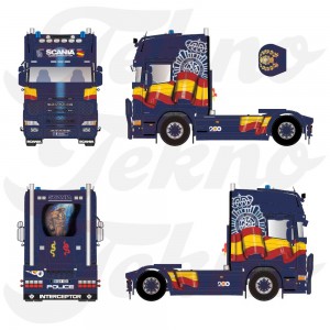 87793 - Scania serie4 Topline 4x2 Police Interceptor Spain /1:50 Tekno