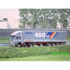 89946 - Iveco Turbostar 190.48 4x2 DEMO curtainside trailer 3axle /1:50 Tekno