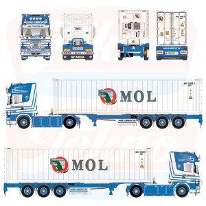 90397 - Scania serie4 Topline 4x2 40ft. reefer container Hans Lubrecht /1:50 Tekno