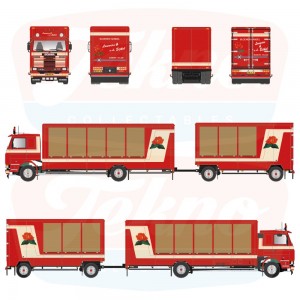 89391 - Scania 143-450 4x2 combi long-distance lorry Fleurs van den Eijkel /1:50 Tekno