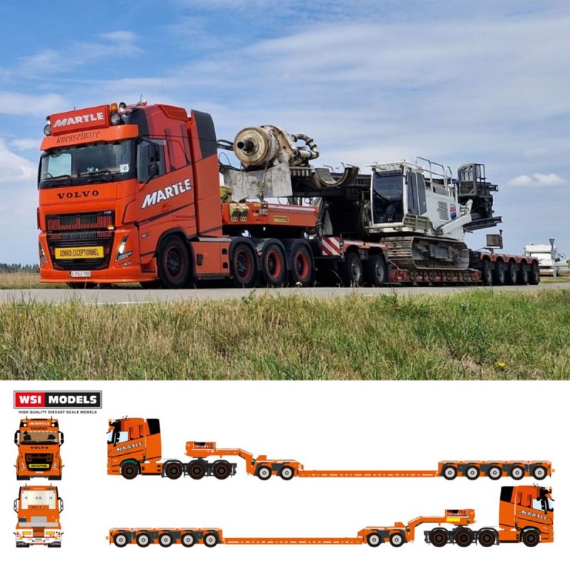 WSI01-5052 - Volvo FH5 Globetrotter XL 8x4 lowloader dolly2+5axle Martle /1:50 WSImodels