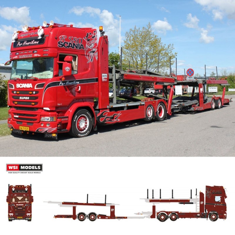 WSI01-5116 - Scania Streamline Topline 6x2 biga trasporto auto Per Henriksen /1:50 WSImodels