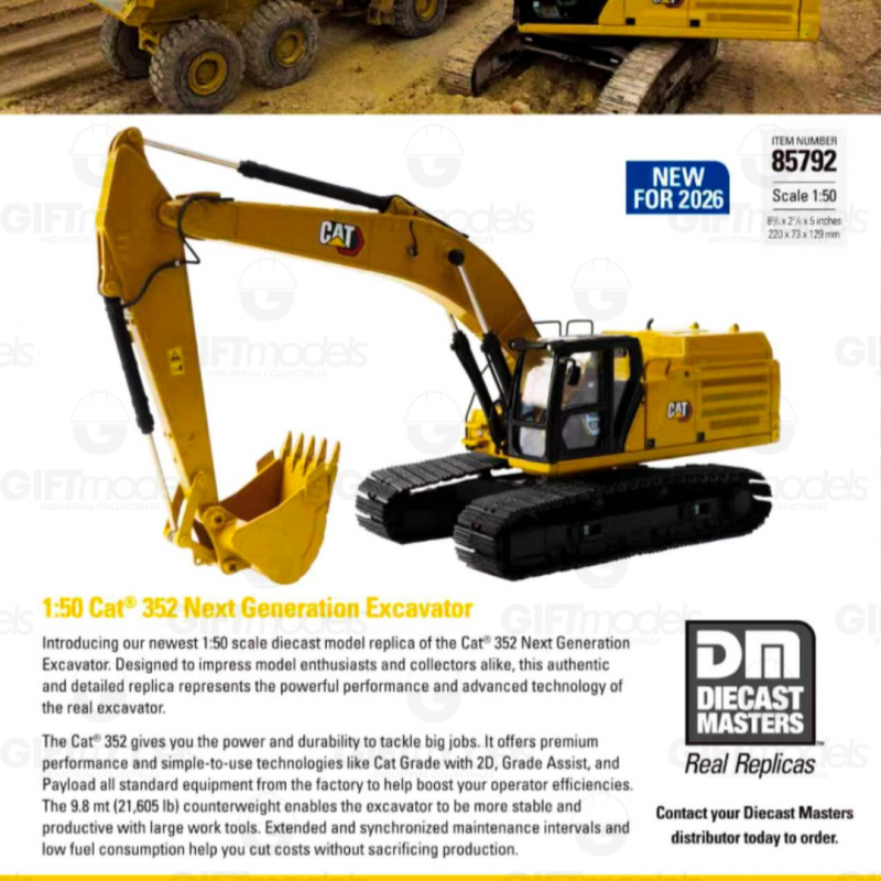DM85792 - Caterpillar 352 NextGen tracked excavator /1:50 Diecast Masters