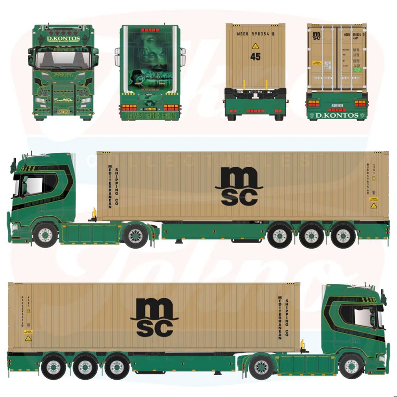 90482 - Scania NGS 4x2 40ft D-tec container Contlift - D.Kontos /1:50 Tekno