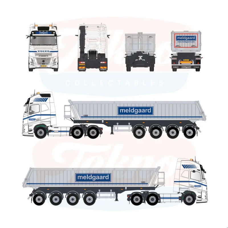 91069 - Volvo FH Aero XL 6x2 vasca leggera 4assi Meldgaard /1:50 Tekno