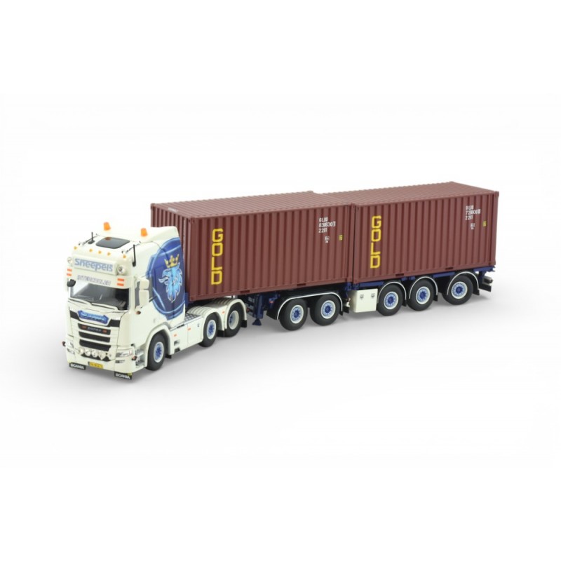 88978 - Scania NGR-530 5axle flexitrailer 2x20ft container Sneepels /1:50 Tekno