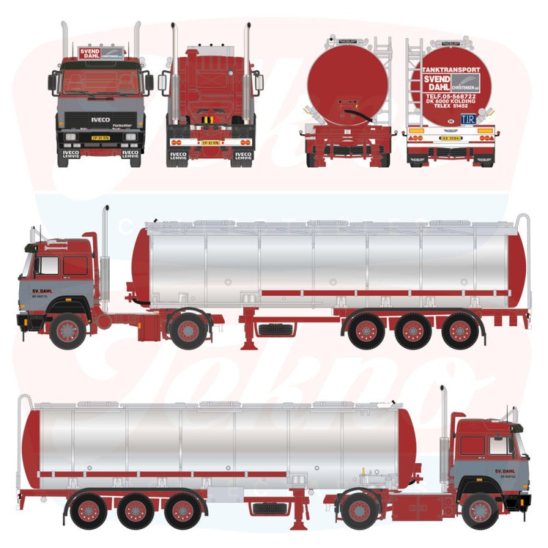 86957 - Iveco Turbostar 4x2 tank trailer Svend Dahl /1:50 Tekno