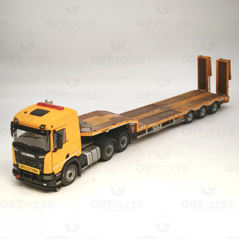 WM055 - Scania XT 6x4 MCOS lowloader 3-axle Giallo - effetto sporcatura /1:50 IMCmodels