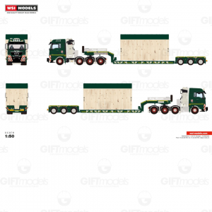 WSI01-5250 - MAN TGX XLX 8x4 lowloader 3axle + wooden box August Alborn /1:50 WSImodels