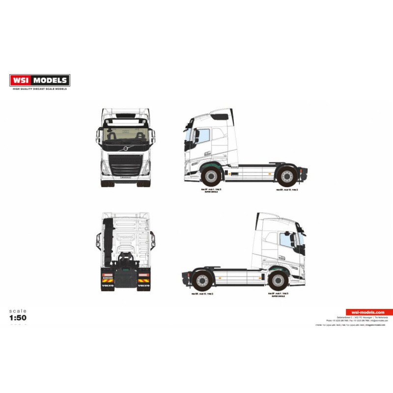 WSI03-2059 - Volvo FH5 my24 Globetrotter 4X2 - white line /1:50 WSImodels
