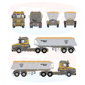 89063 - Scania serie4 Torpedo 6x4 vasca ribaltabile 2assi Dornbierer /1:50 Tekno
