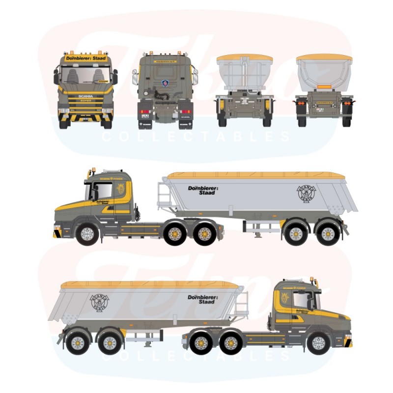 89063 - Scania serie4 Torpedo 6x4 vasca ribaltabile 2assi Dornbierer /1:50 Tekno