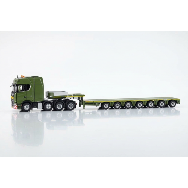33-0217 - Scania S Highline 8x4 Nooteboom MCO 7axle - green serie /1:50 IMCmodels