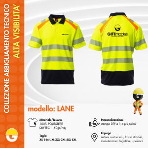 Short-sleeved  two-tone high visibility shirt 3-button - Lane
