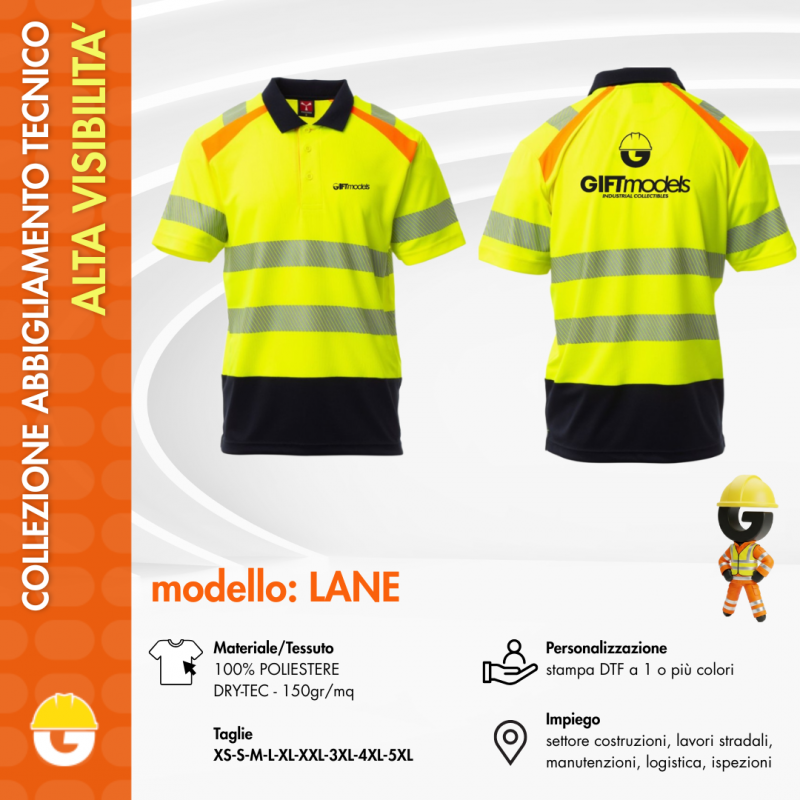 Short-sleeved  two-tone high visibility shirt 3-button - Lane