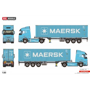 WSI04-2264 - Volvo FH Aero Globetrotter Electric 4x2 flex-container 40ft HQ Maersk /1:50 WSImodels