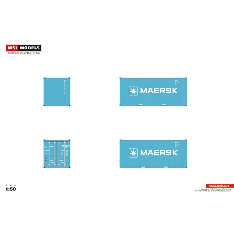 WSI04-2261 - Maersk container 20ft HQ Blue /1:50 WSImodels