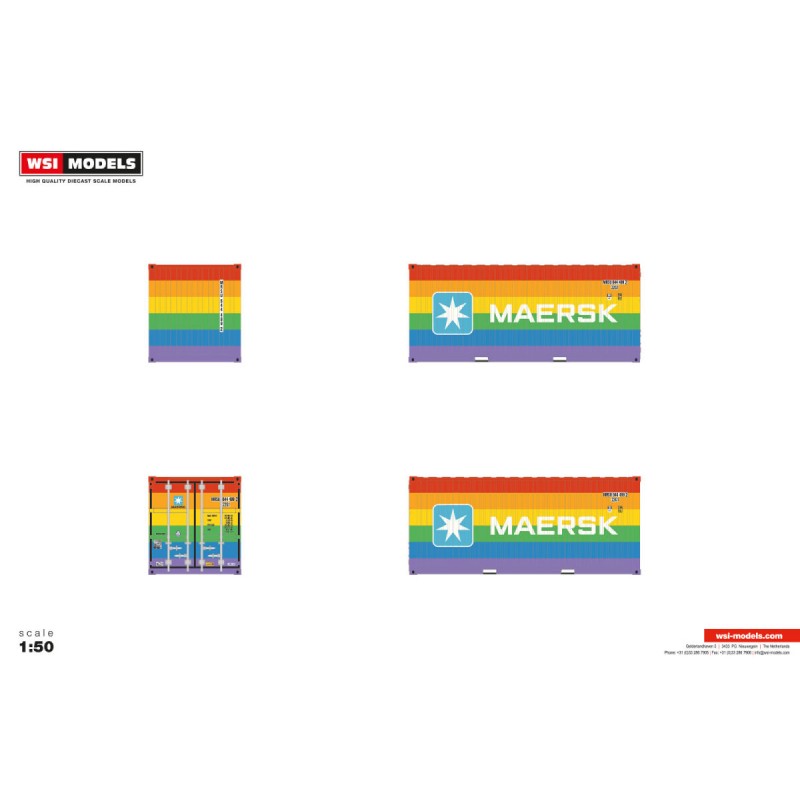 WSI04-2263 - Maersk container 20ft HQ Rainbow /1:50 WSImodels