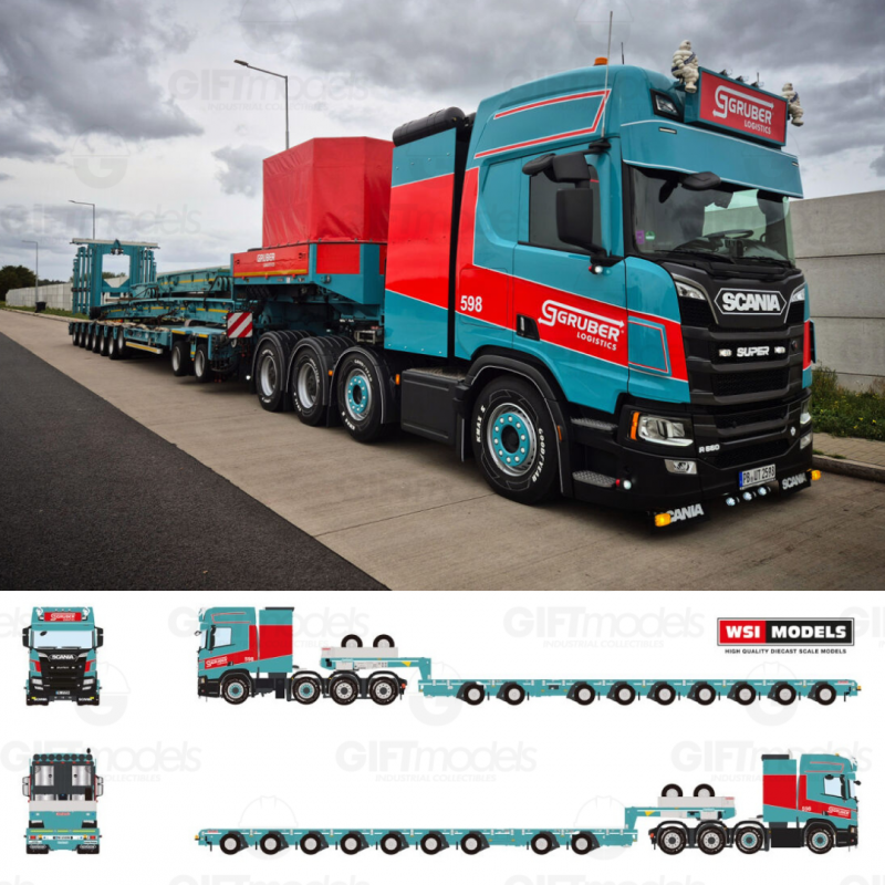 WSI01-5265 - Scania CR20H 8x4 Manoovr 2axle dolly+7axle Gruber /1:50 WSImodels