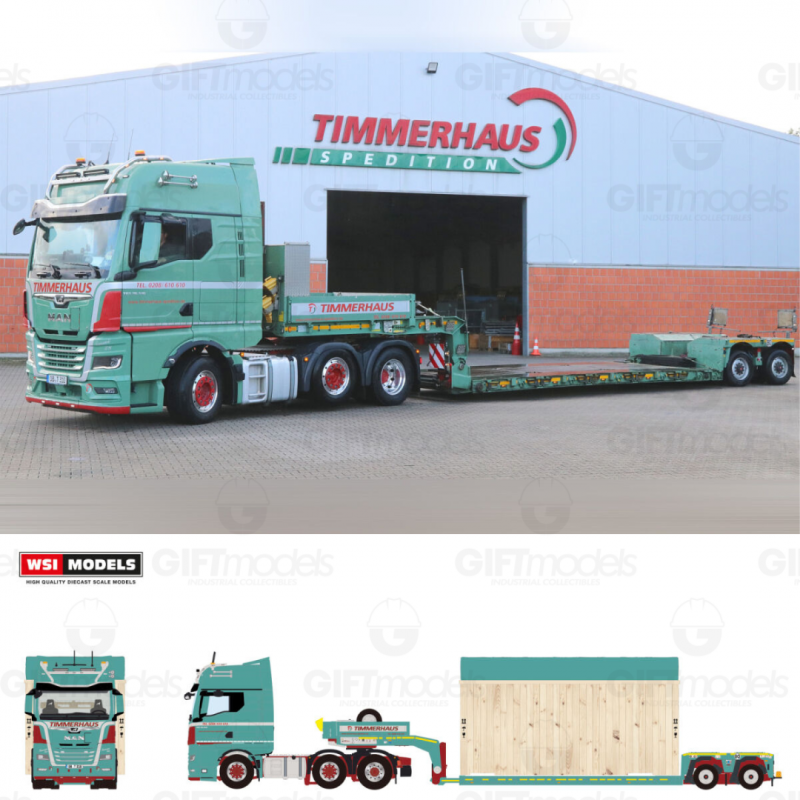 WSI01-5297 - MAN TGX GX 6x2 EuroPX lowloader 2axle + wooden-box Timmerhaus /1:50 WSImodels