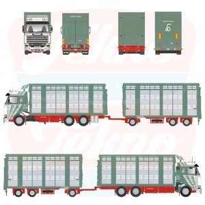 90576 - Scania serie3 Topline combi livestock Schoonbroodt & Nibus /1:50 Tekno