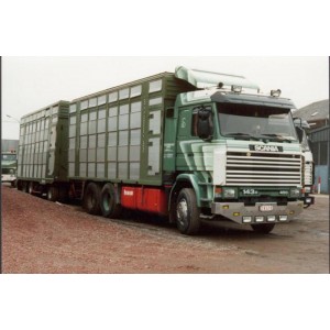 90576 - Scania serie3 Topline autotreno trasporto bestiame Schoonbroodt & Nibus /1:50 Tekno