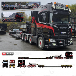 WSI01-5306 - Scania CR20H 8x4 (add-on axle) lowloader Dolly 2axle+4 Bergen Spesialtransport /1:50 WSImodels